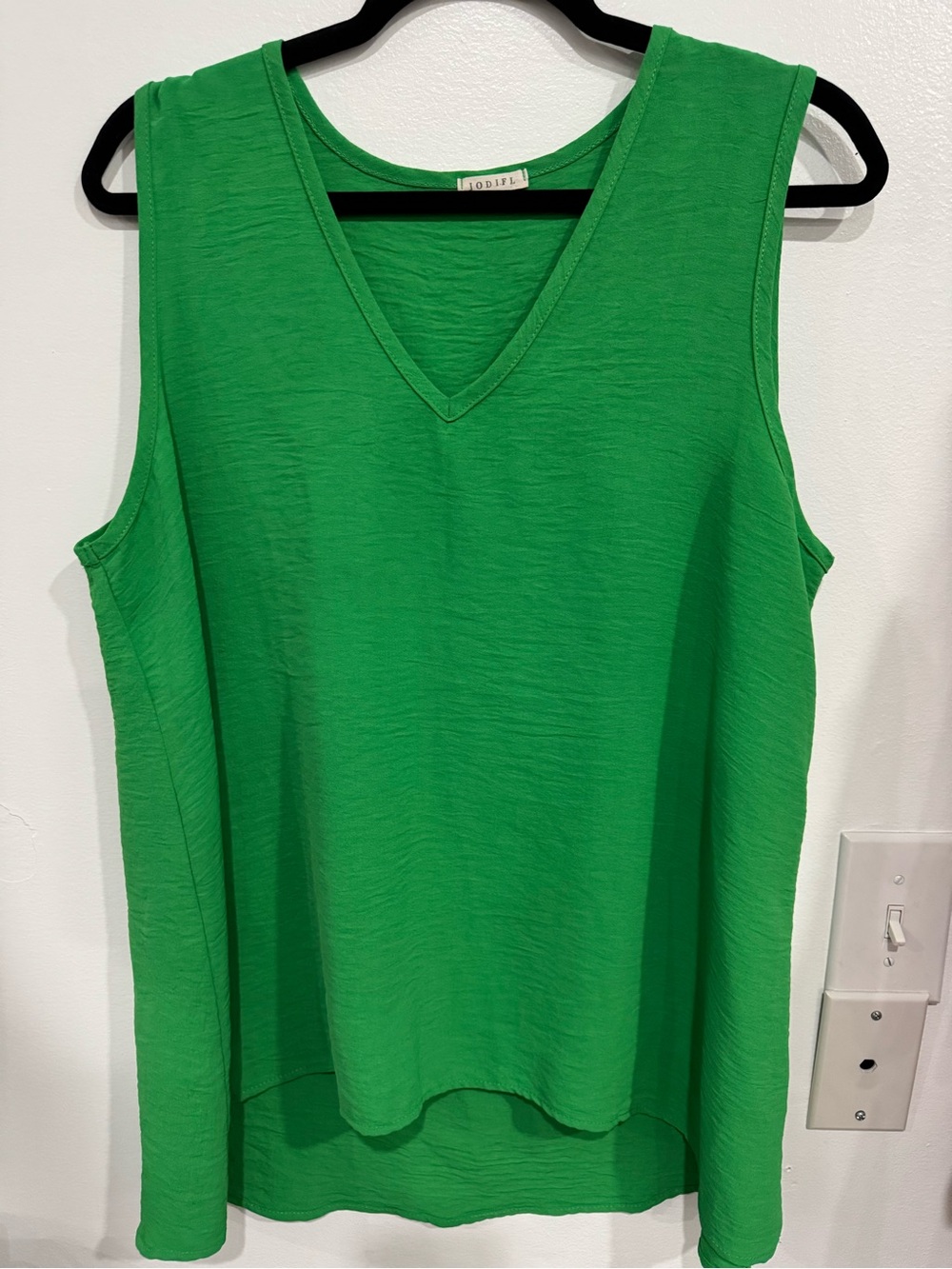 JODIFL Bright Green V-Neck Sleeveless Top